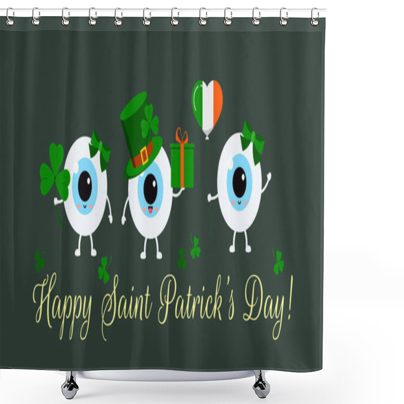 Personality  St Patrick Cute Eyes On Greetin Card. Shower Curtains