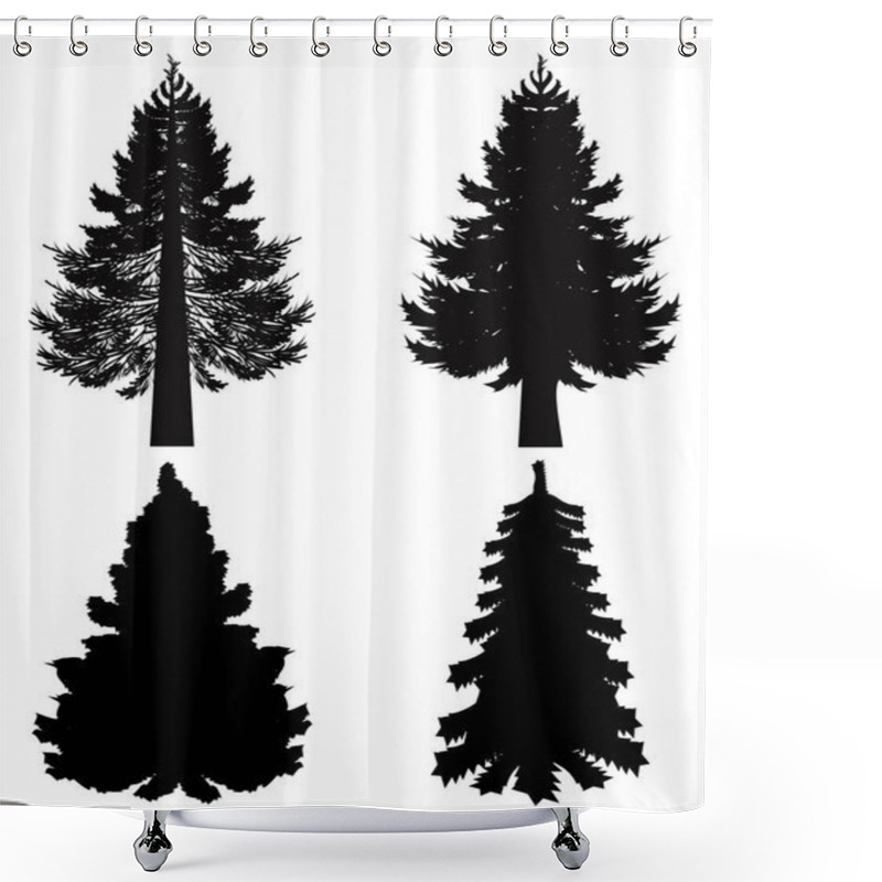 Personality  Fir Tree Silhouette Shower Curtains