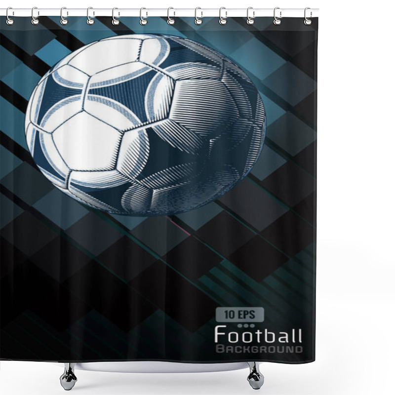 Personality  Vintage Soccer Football On Dynamic Background Template Layout Artwork In Blue Color Scheme Shower Curtains