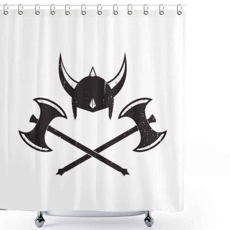 Personality  Viking's Helmet And Crossed Battle Axes Shower Curtains