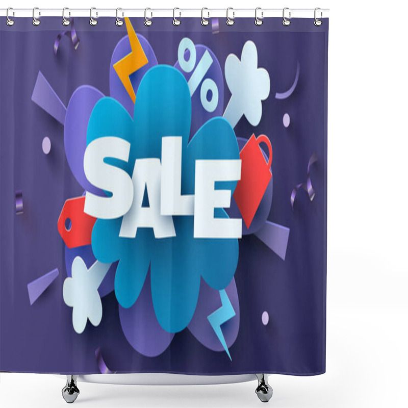 Personality  Discount Creative Composition. Mega Sale. Vector Illustration. Shower Curtains