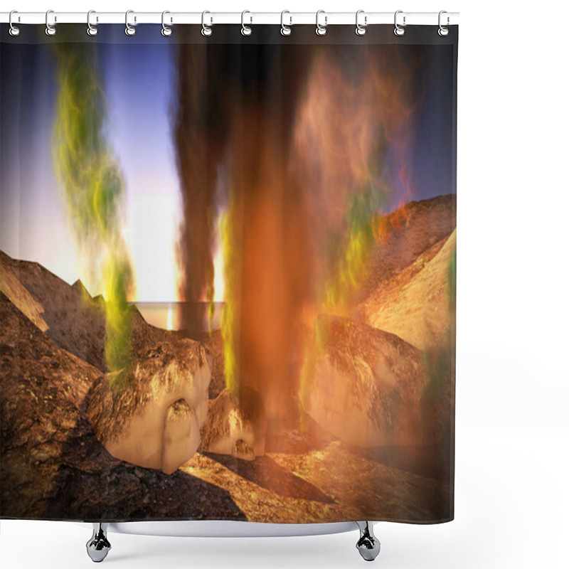 Personality  Awesome Volcanic Eruption On Island Shower Curtains