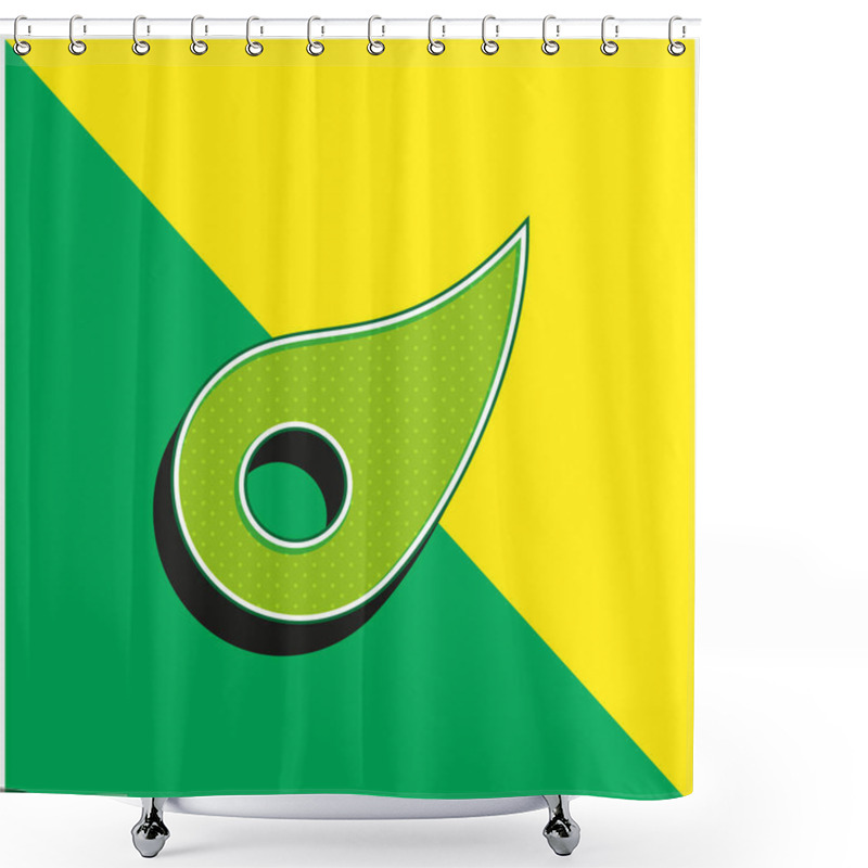 Personality  Asteroid Green And Yellow Modern 3d Vector Icon Logo Shower Curtains