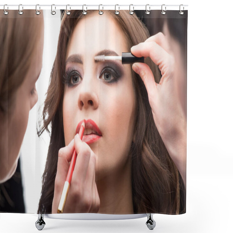 Personality  Woman Applying Make-up  Shower Curtains