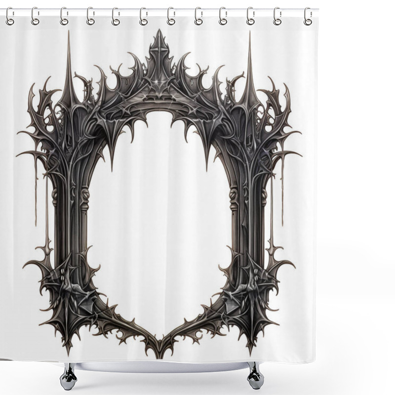 Personality  Halloween Illustration. Antique Gothic Mirror Frame On A White Background. Frame With Empty Space For Your Text Here. Shower Curtains