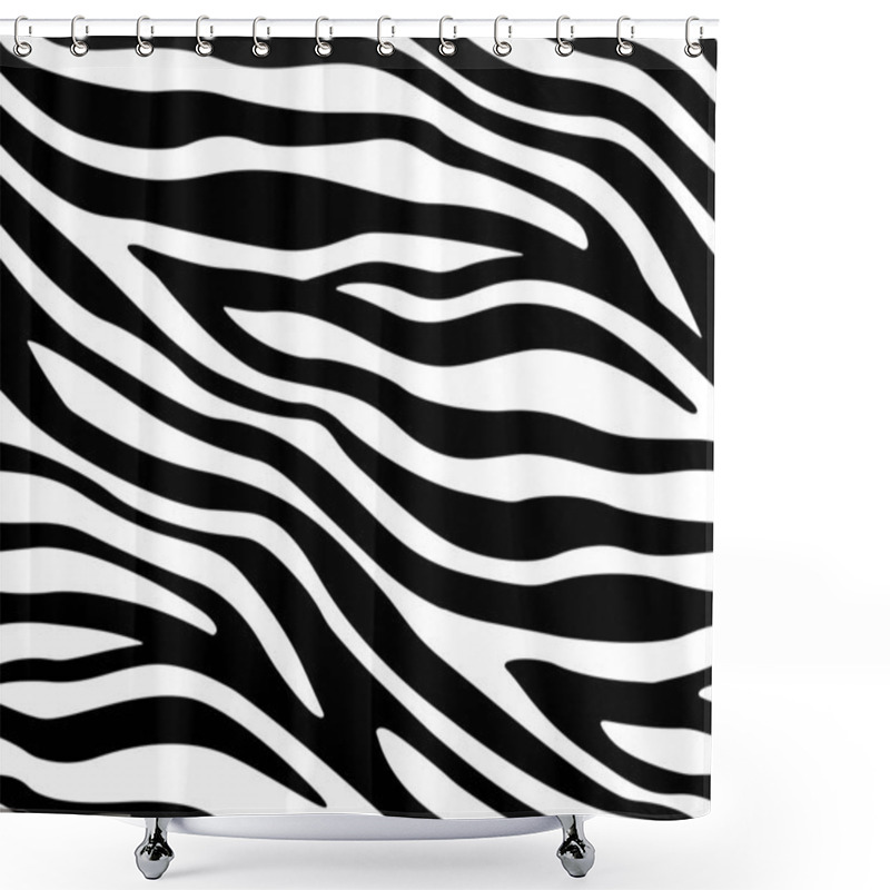 Personality  Full Seamless Wallpaper For Zebra And Tiger Stripes Animal Skin Pattern. Black And White Design For Textile Fabric Printing. Fashionable And Home Design Fit. Shower Curtains