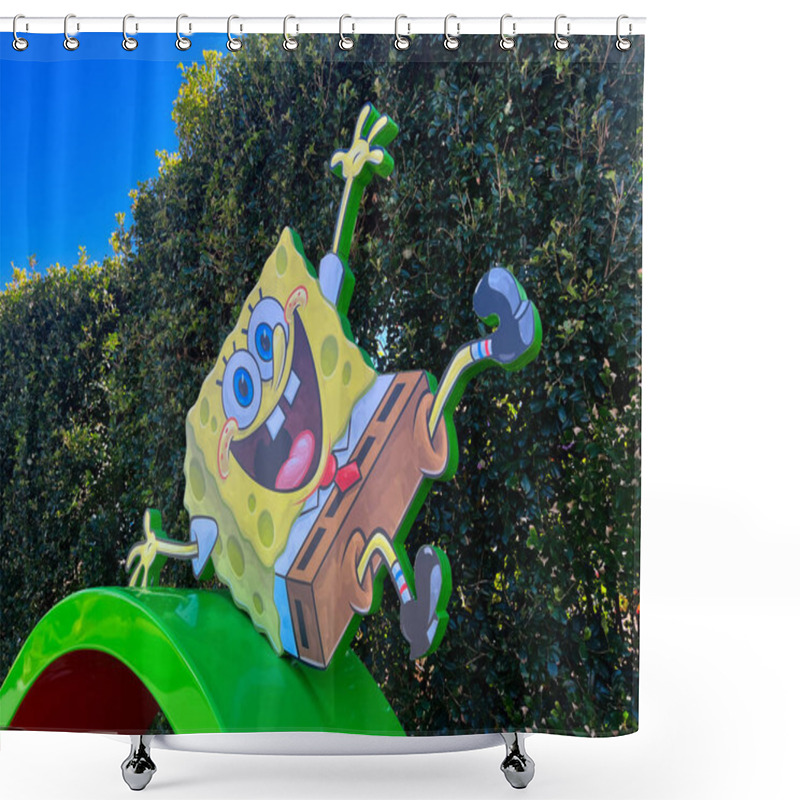 Personality  GOLD COAST - APR 29 2024:SpongeBob SquarePants (character).SpongeBob SquarePants Is The Protagonist Of The Eponymous American Animated Television Series. Shower Curtains