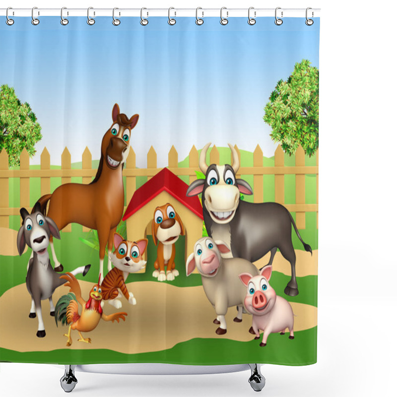 Personality  Group Of Farm Animal Shower Curtains