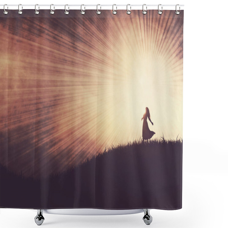 Personality  Woman On Hill Shower Curtains