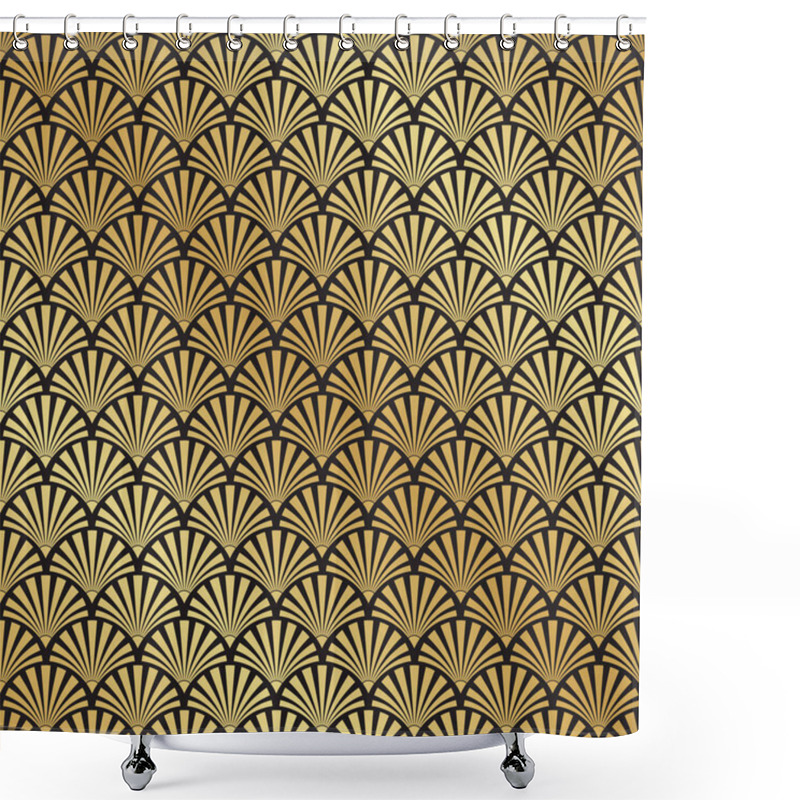 Personality  Seamless Black And Gold Art Deco Vector Pattern Shower Curtains