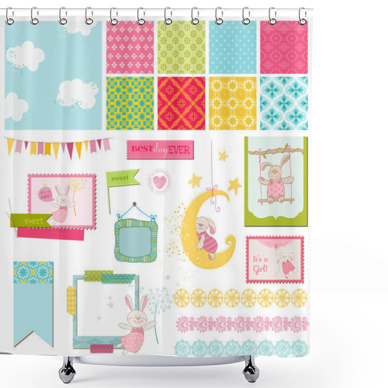 Personality  Scrapbook Design Elements - Baby Bunny Sweet - In Vector Shower Curtains