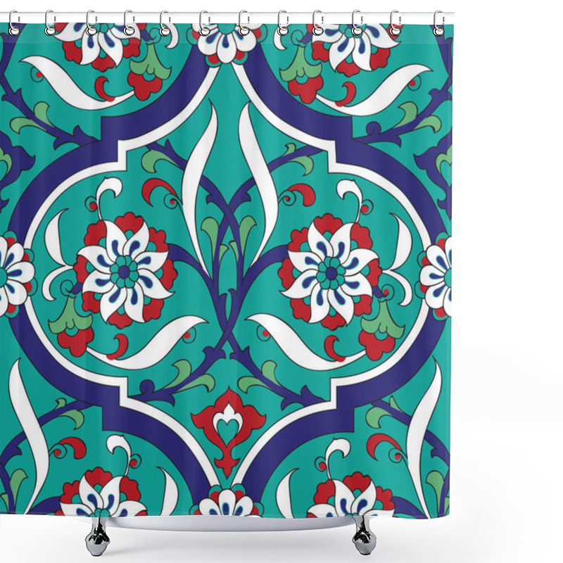 Personality  Iznik Tile Floral Seamless Pattern Design Shower Curtains