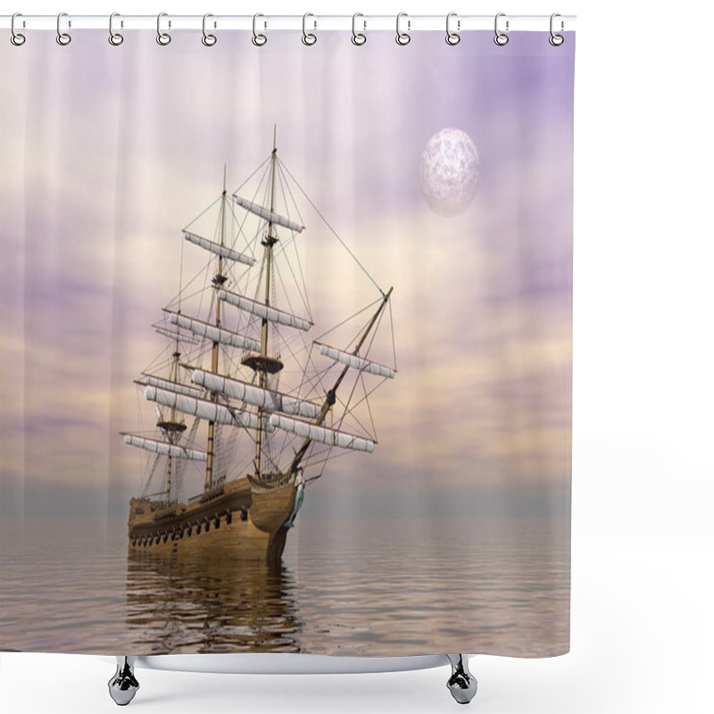 Personality  Old Merchant Ship - 3D Render Shower Curtains