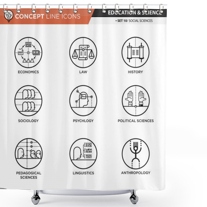 Personality  Concept Line Icons Set 10 Social Sciences Shower Curtains