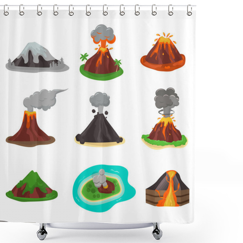 Personality  Volcano Vector Illustration. Shower Curtains