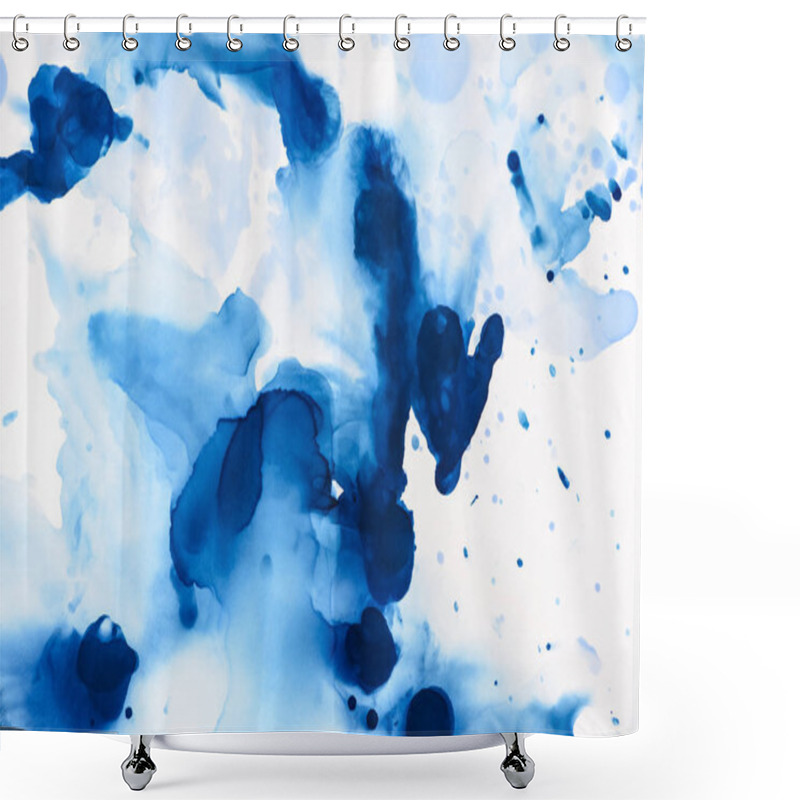 Personality  Abstract Blue Splashes Of Alcohol Ink On White Shower Curtains