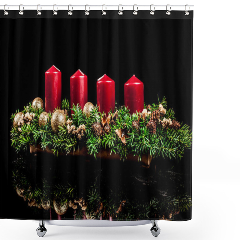 Personality  Christmas Candles On A Black Background Shower Curtains