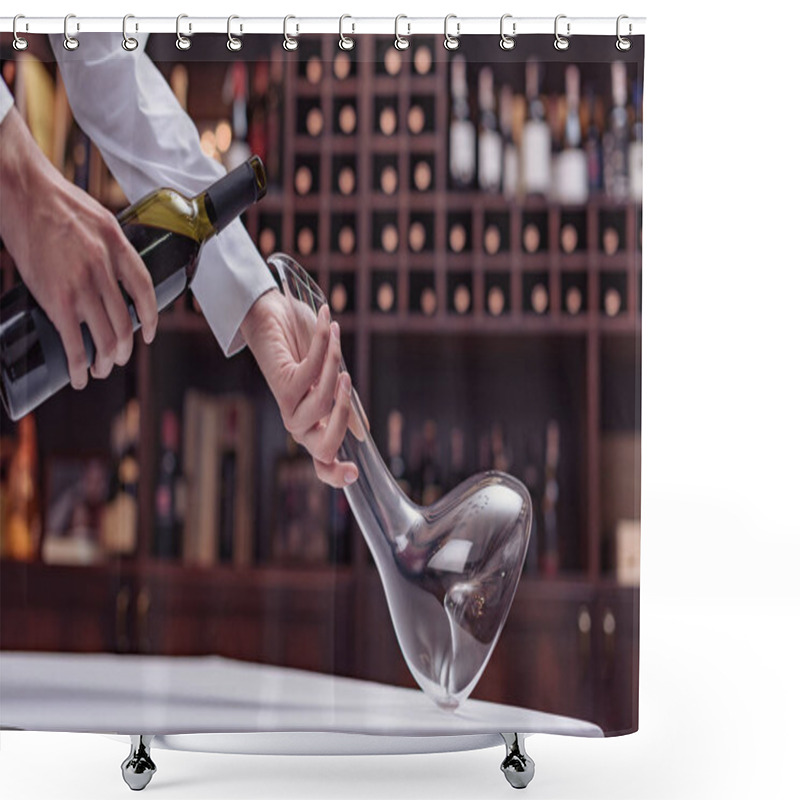 Personality  Sommelier Pouring Red Wine Shower Curtains