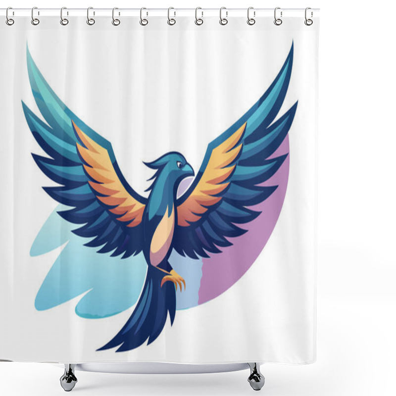 Personality  Stylized Flying Bird Illustration Highlighting Freedom And Grace Shower Curtains