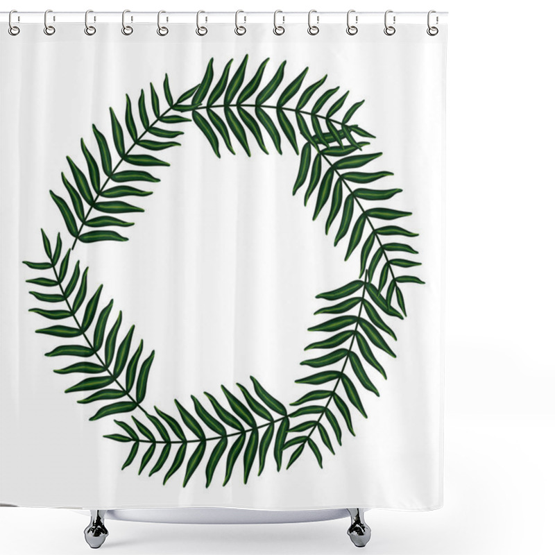 Personality  Exotic And Tropical Leafs Plants Circular Frame Shower Curtains