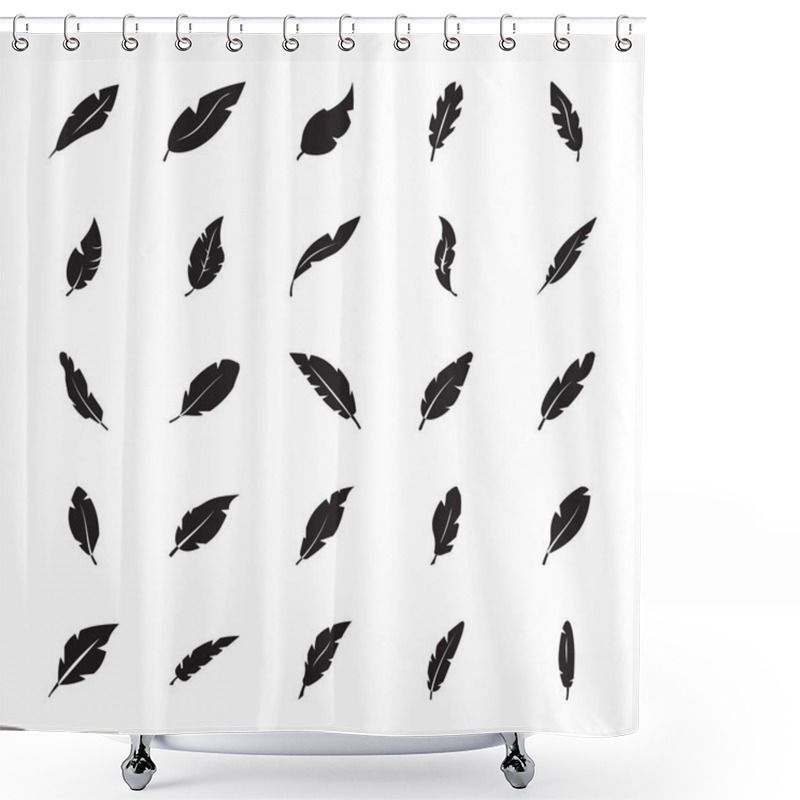 Personality  Feather Glyph Icon Set Shower Curtains