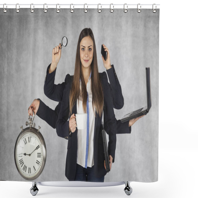 Personality  Multi-purpose Business Woman With A Large Number Of Hands Shower Curtains