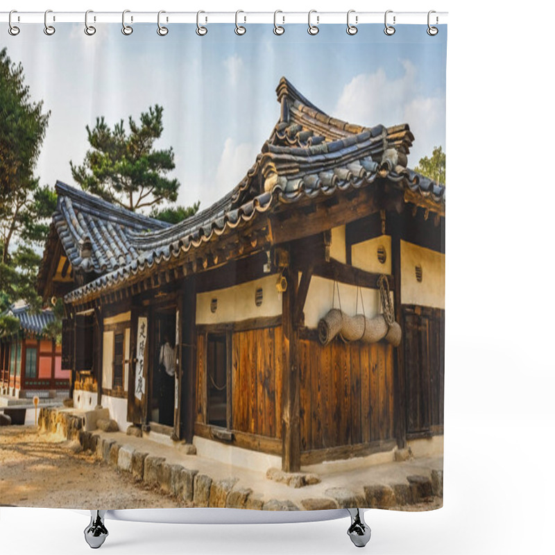 Personality  Traditional Korean Village Hanok Houses At The National Folk Museum Of Korea In Seoul South Korea Shower Curtains