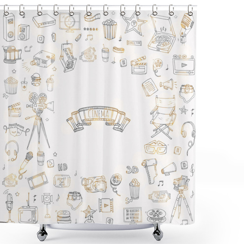 Personality  Cinema Icons Set Shower Curtains