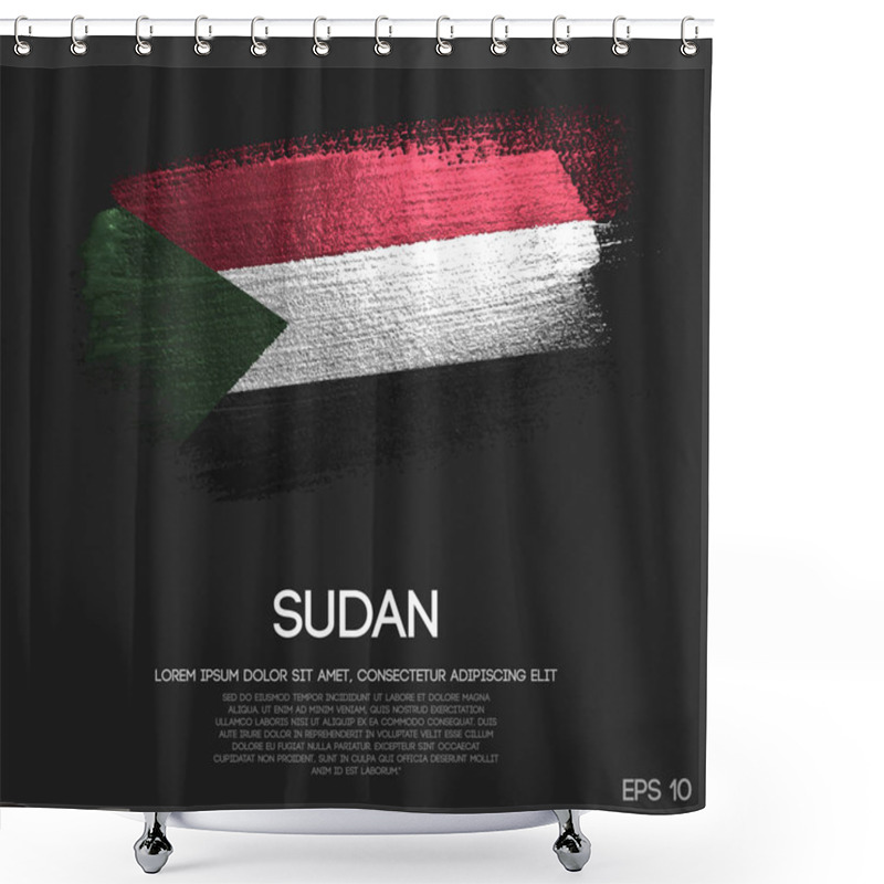 Personality  Sudan Flag Made Of Glitter Sparkle Brush Paint Vector Shower Curtains