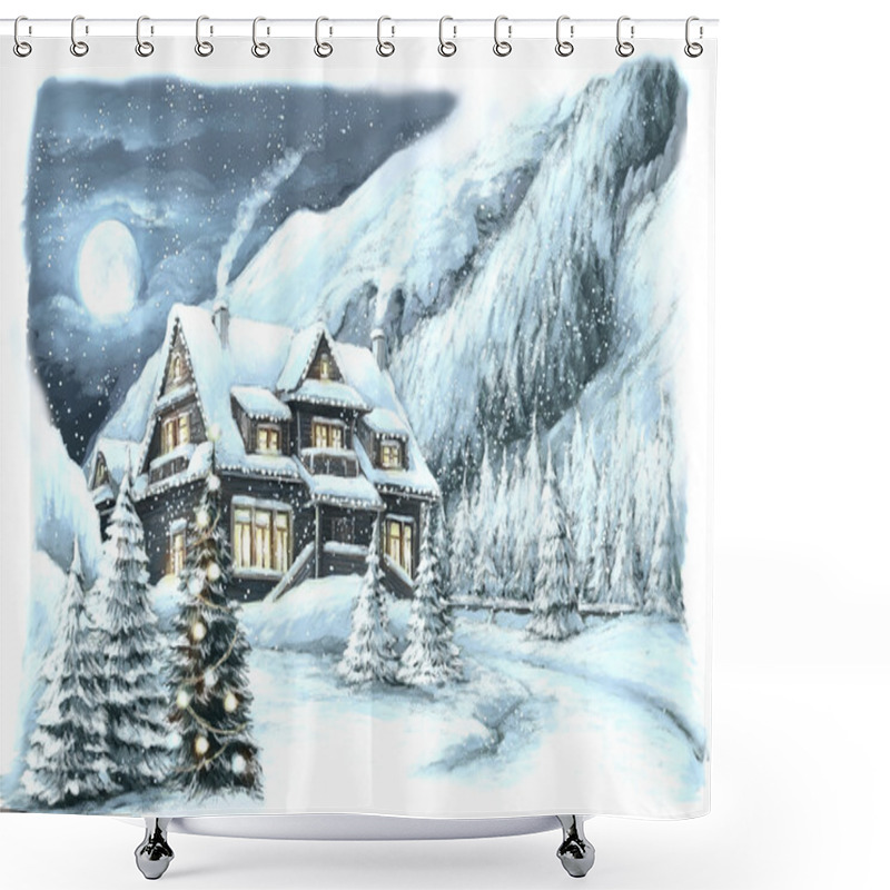 Personality  Christmas Winter Happy Scene Shower Curtains