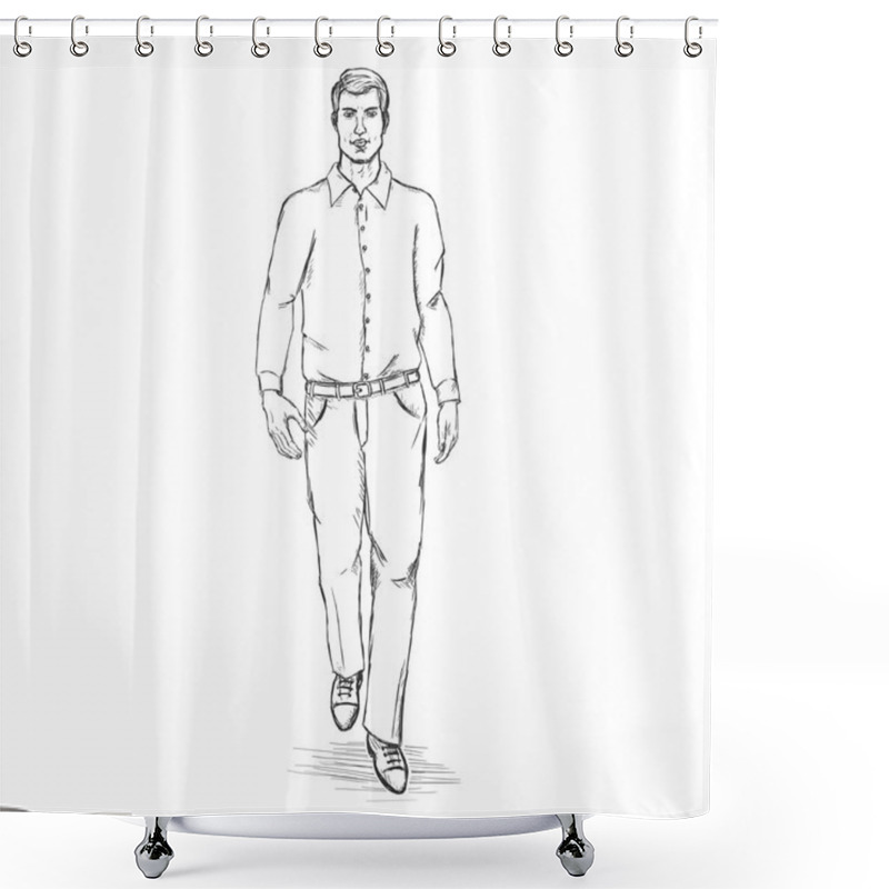 Personality  Vector Sketch Man Model Shower Curtains