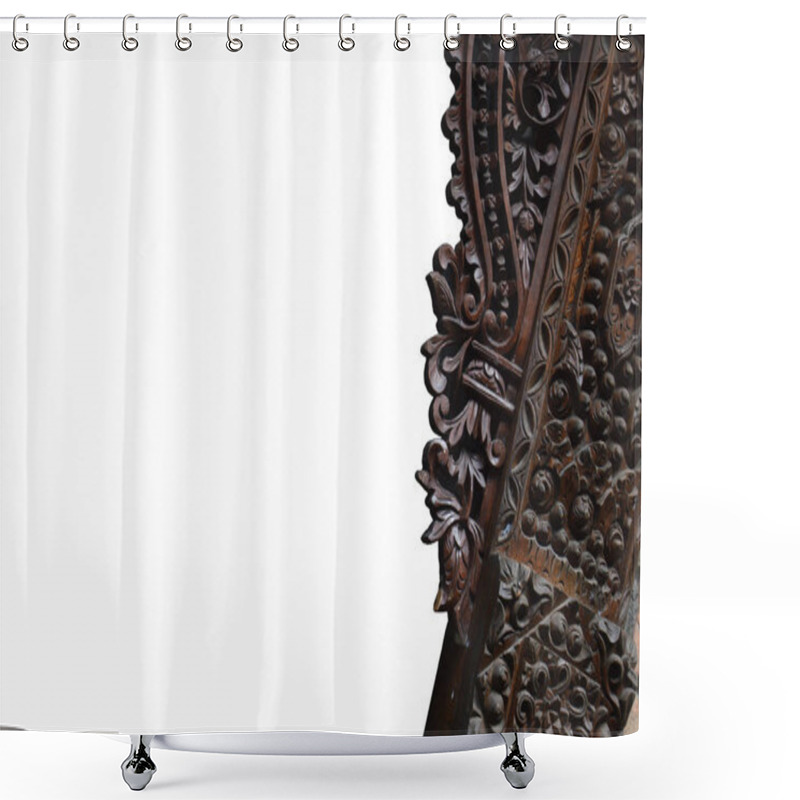 Personality  Traditional Jepara Carving Ornaments On The Wood Shower Curtains