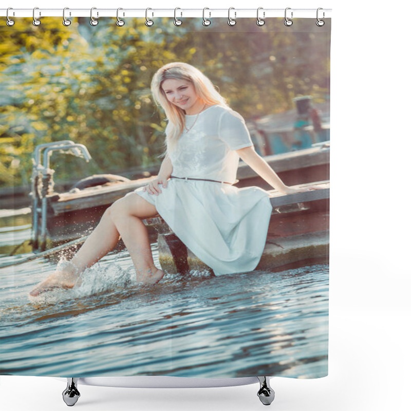 Personality  Beautiful Young Blond Woman  Shower Curtains