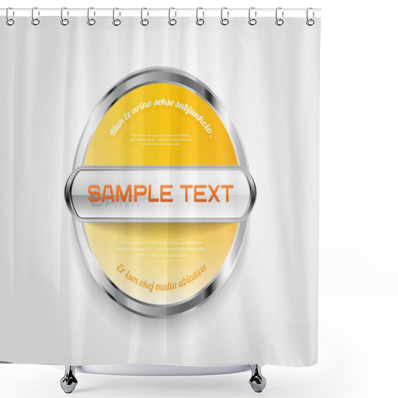 Personality  Yellow Round Vector Badge With Metallic And Glass Decoration Shower Curtains