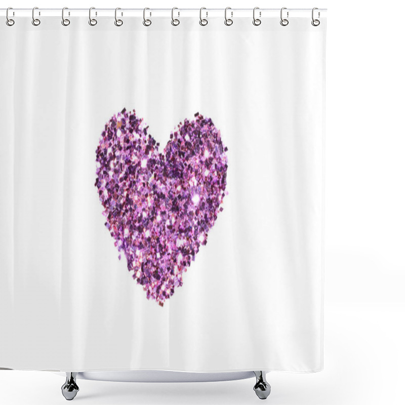 Personality  Abstract Heart Of Purple Glitter Sparkle On White Background Shower Curtains