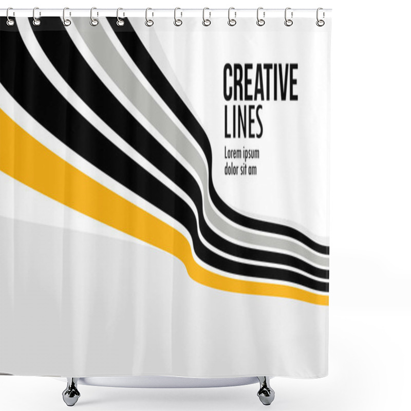 Personality  3D Lines In Motion Vector Abstract Background, Creative And Dimensional Curved Stripes Dynamic Composition, Motion And Technology. Shower Curtains