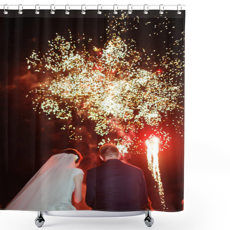 Personality  Wedding Couple And Fireworks Shower Curtains