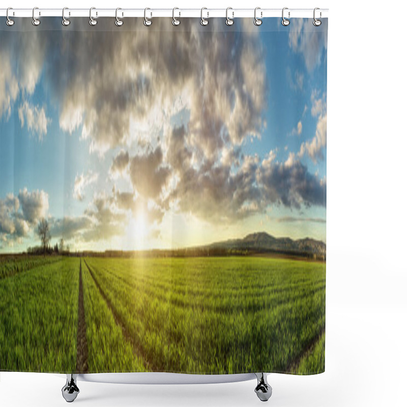 Personality  Beautiful Green Wheat Field Shower Curtains