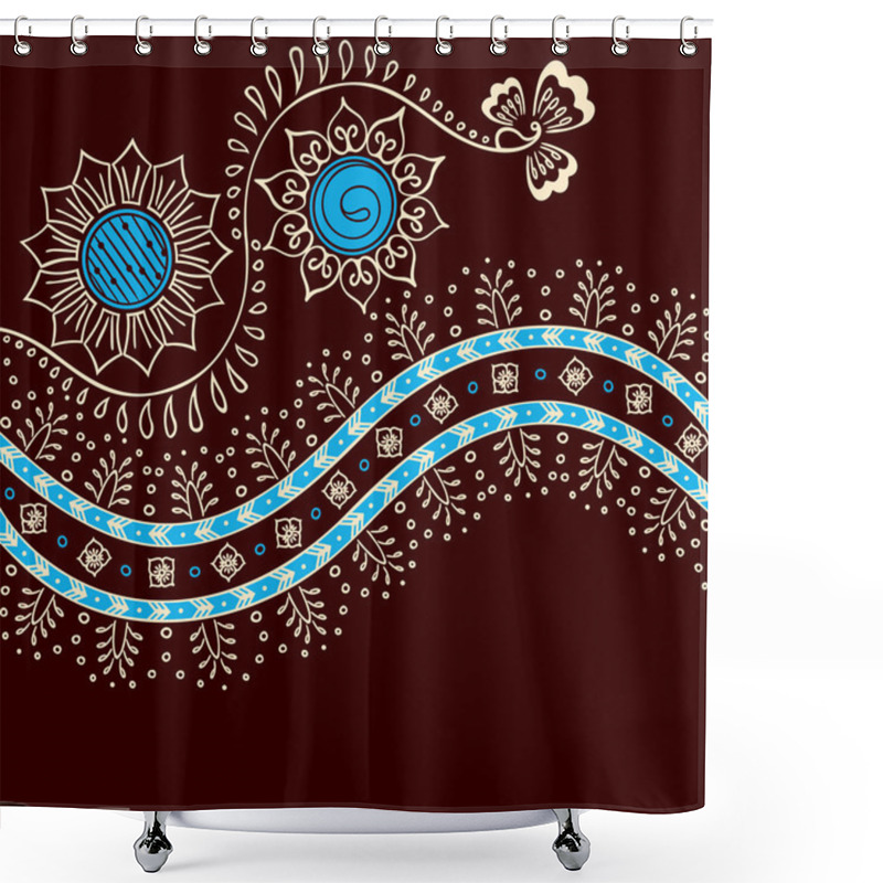 Personality  Simple Brown Background Inspired By Indian Mehndi Designs Shower Curtains