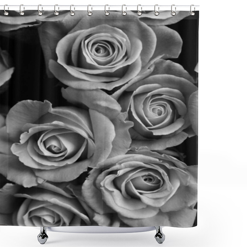 Personality  Monochrome Photo Of Rose Flowers Bouquet Indoor  Shower Curtains