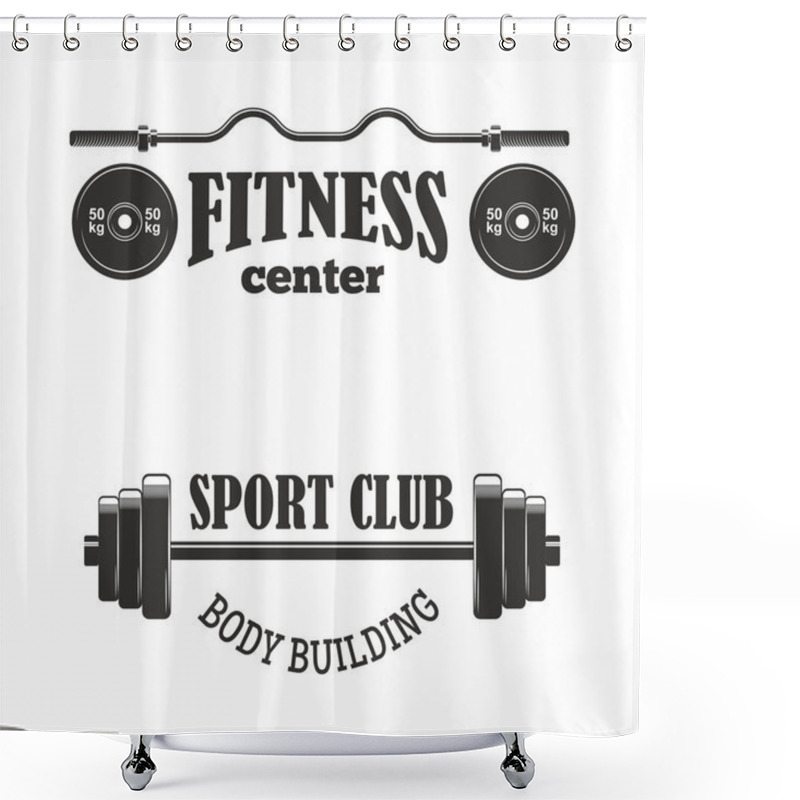 Personality  Gym Fitness Symbols Vector Badge. Shower Curtains