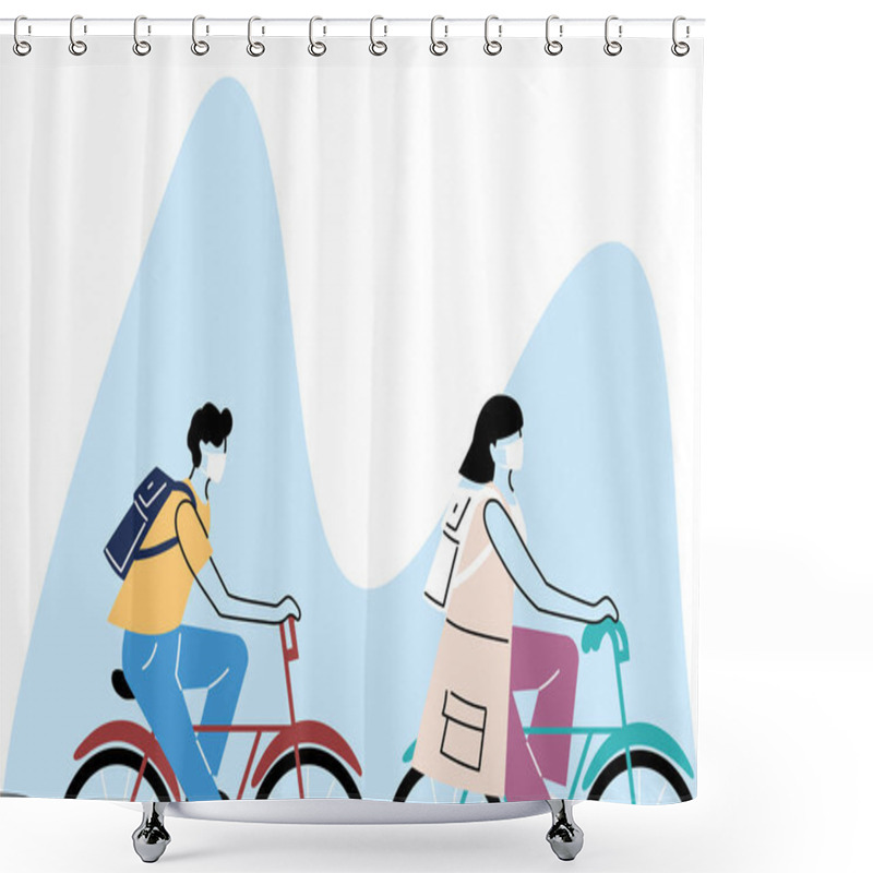 Personality  People With Masks In Public Park Shower Curtains