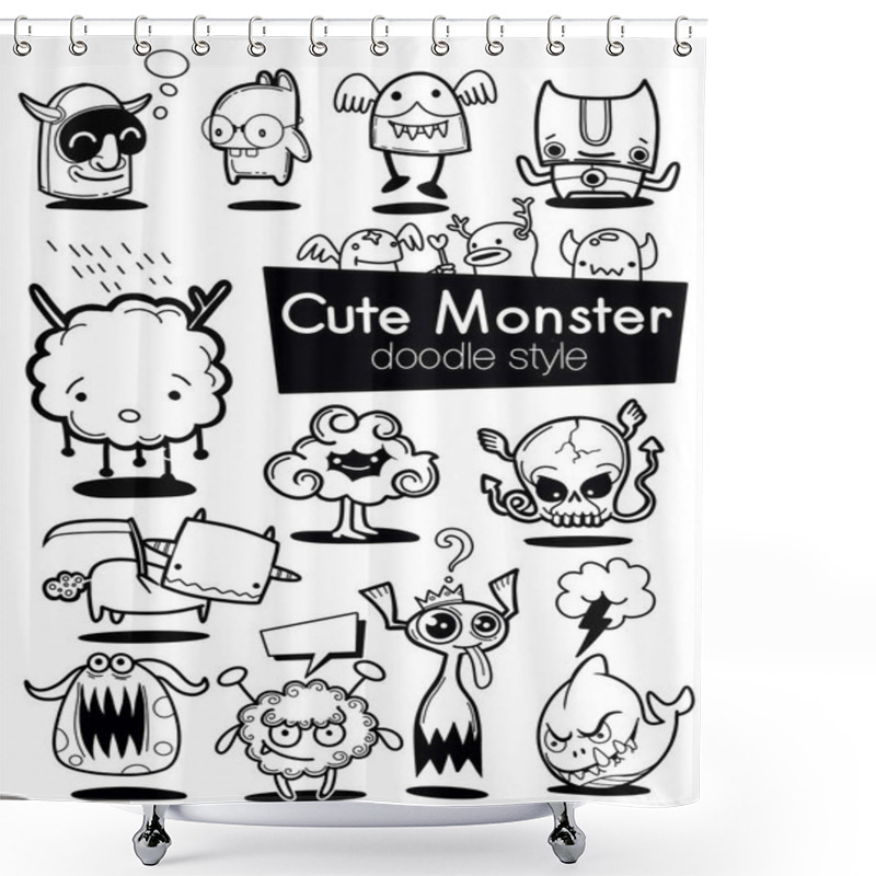 Personality  Cartoon Monsters. Set Of Cartoon Monsters Isolated. Design For P Shower Curtains