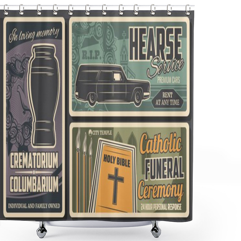 Personality  Hearse Rent, Cremation Urn. Bible Funeral Ceremony Shower Curtains