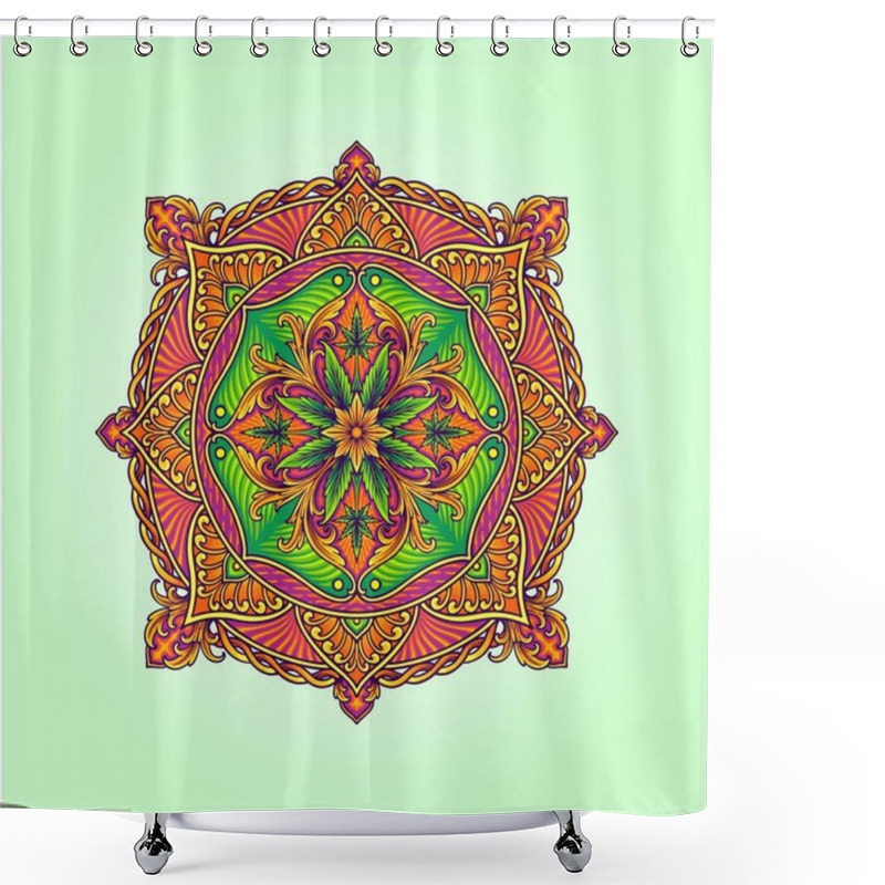 Personality  Middle Eastern Cannabis Flower Mandala Patterns Vector Illustrations For Your Work Logo, Merchandise T-shirt, Stickers And Label Designs, Poster, Greeting Cards Advertising Business Company Or Brands Shower Curtains