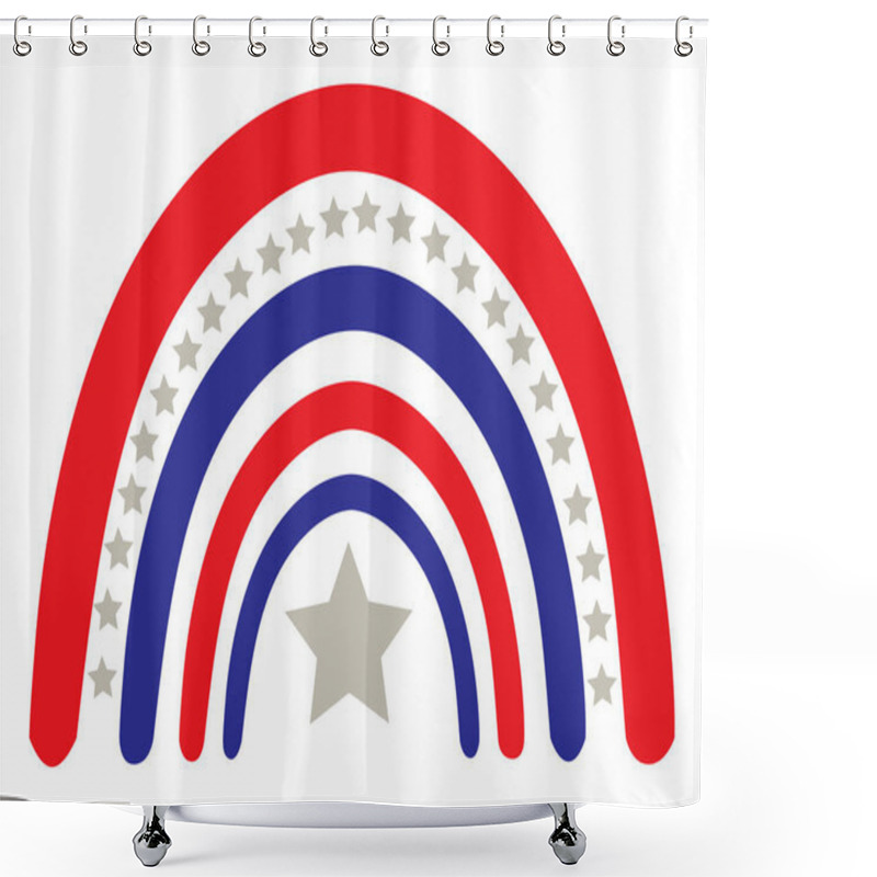 Personality  Vector Illustration Of A 4th Of July Rainbow Shower Curtains