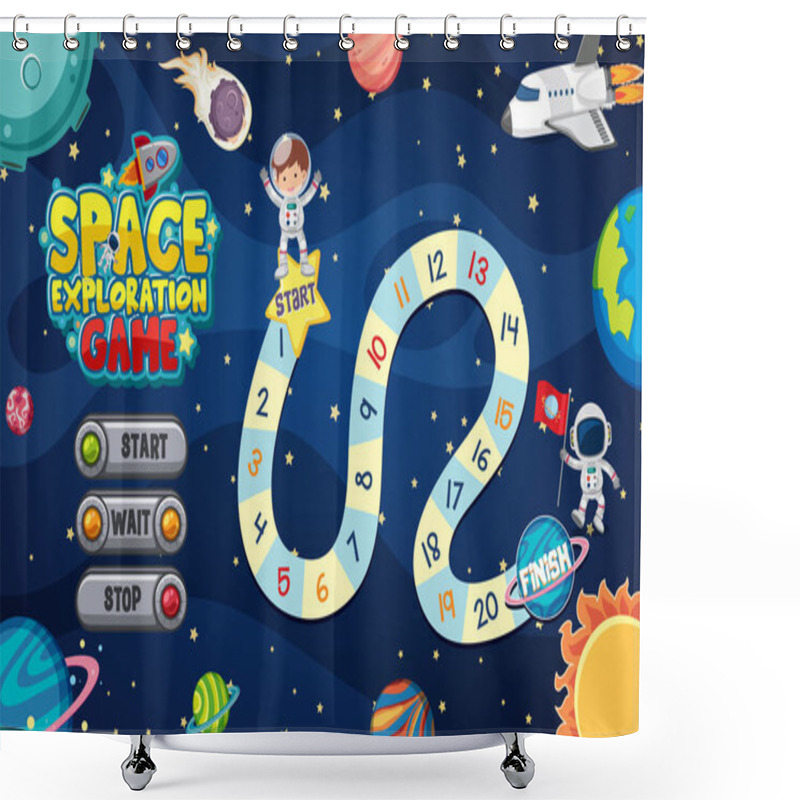 Personality  Game Template With Many Planets In The Space Background Illustration Shower Curtains