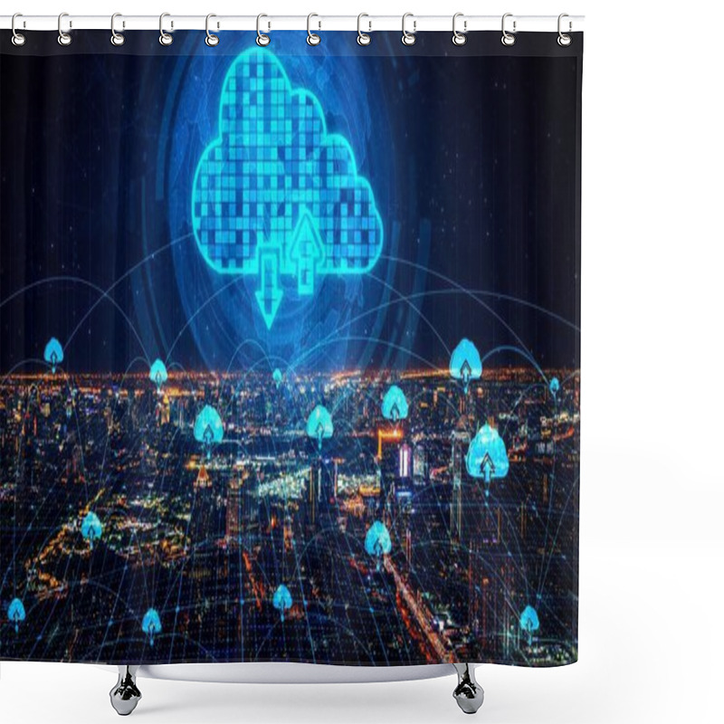 Personality  Cloud Computing Technology And Online Data Storage For Shrewd Business Network Concept Shower Curtains