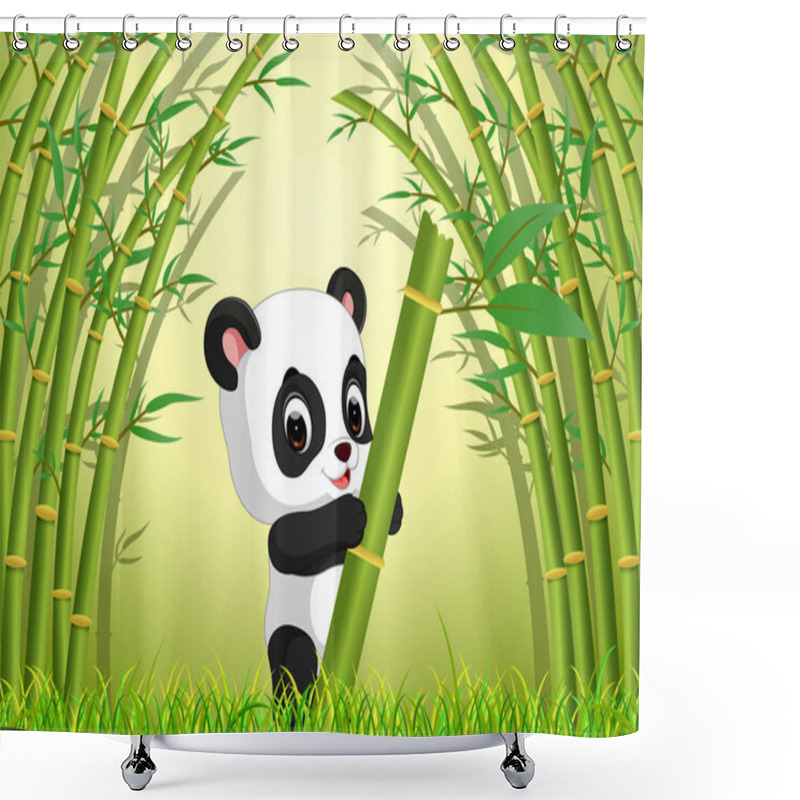 Personality  Two Cute Panda In A Bamboo Forest Shower Curtains