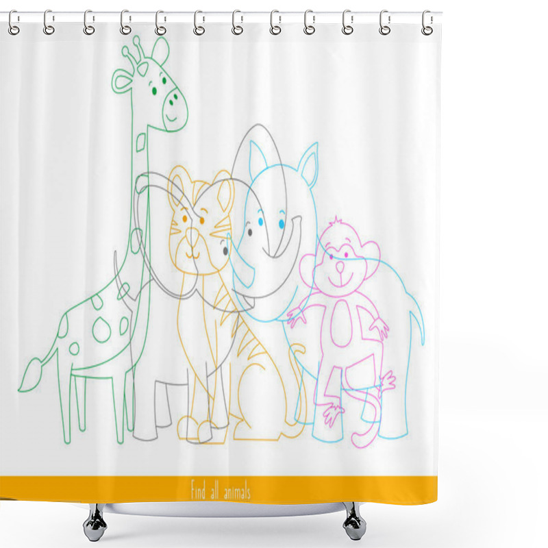 Personality  Educational Children Game. Logic Game For Kids. Find All Animals Shower Curtains